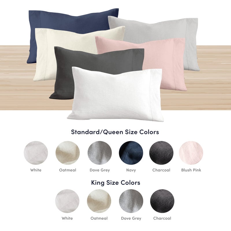 Baloo 100% French Linen Pillowcases â€“ Set of 2 (White - 20"x30" - Standard Size) | Cooling, Soft & Durable | Machine Washable & Dryer Safe | Oeko-TEXÂ® Standard 100 Certified - Image 4
